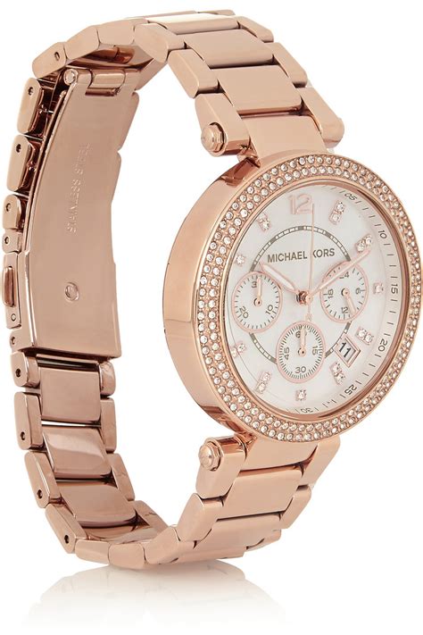 michael kors swarovski crystal bracelet watch|michael kors parker rose watch.